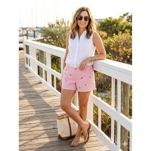 Polo Ralph Lauren Shorts 12 Womens Pink Chino Embroidered Butterfly Floral Logo